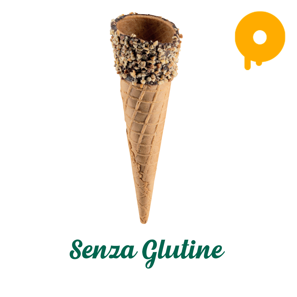 Cono Arrotolato Vegan E Gluten Free 47x170 Glassato al Cioccolato con granella di Nocciola