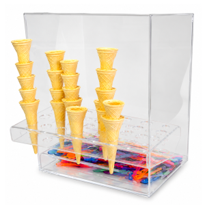 Portaconi Rettangolare in Plexiglass con Cassetto Portacialde e Portacucchiaini